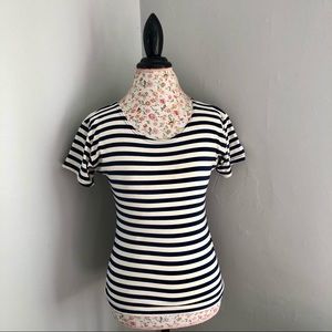Vintage Striped Navy & White Scoop Neck Tee